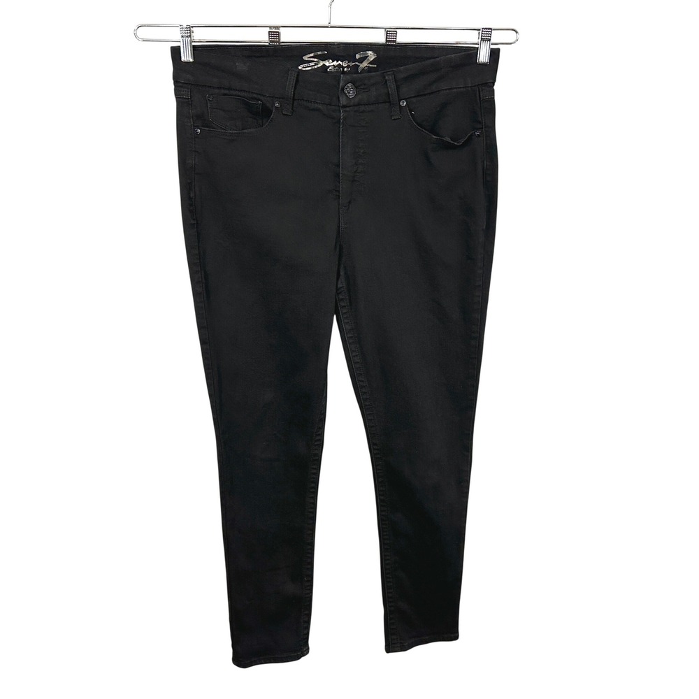 Seven7 Plus Size 16 Jeans Tummy Less High Rise Skinny Black Stretch Solid 1568